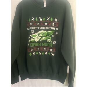 Star Wars Yoda Ugly Christmas Sweater Sweatshirt Size S All I Want for Christmas
